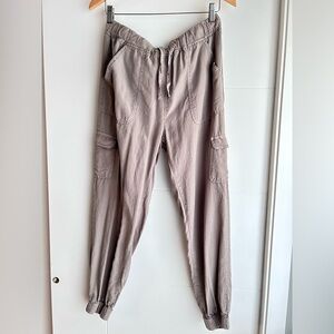 Thread & Supply Tan Joggers with Elastic Waistband and Tapered Legs